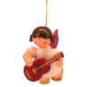 Christbaumschmuck Engel mit Gitarre - Rote Flügel - schwebend - 5,5 cm