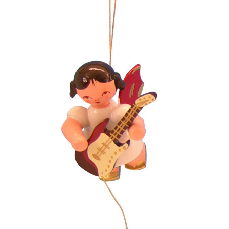 Tree Ornament - Angel with Electric Guitar - Red Wings - Floating - 5,5 cm / 2,1 inch