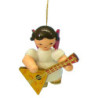 Christbaumschmuck Engel mit Balalaika - Rote Flügel - schwebend - 5,5 cm
