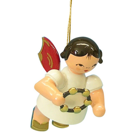 Tree Ornament - Angel with Jingle Ring - Red Wings - Floating - 5,5 cm / 2,1 inch