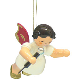 Tree Ornament - Angel with Microphone - Red Wings - Floating - 5,5 cm / 2,1 inch
