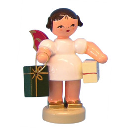 Angel with 2 Gifts- Red Wings - Standing - 6 cm / 2,3 inch