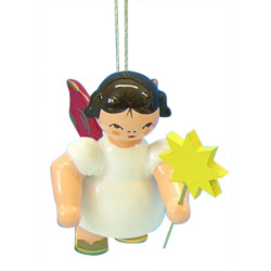 Tree Ornament - Angel with Star - Red Wings - Floating - 6 cm / 2,3 inch