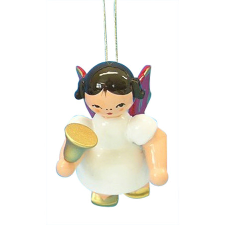 Tree Ornament - Angel with Bell - Red Wings - Floating - 6 cm / 2,3 inch