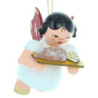 Tree Ornament - Angel with Stollen Plate - Red Wings - Floating - 5,5 cm / 2.2 inch