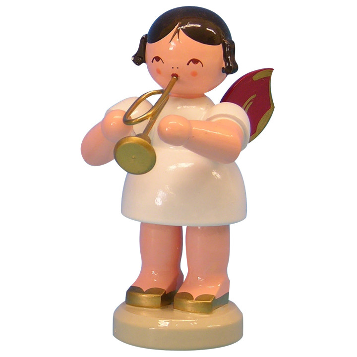 Angel with Trumpet - Red Wings - Standing - 9,5 cm / 3,7 inch