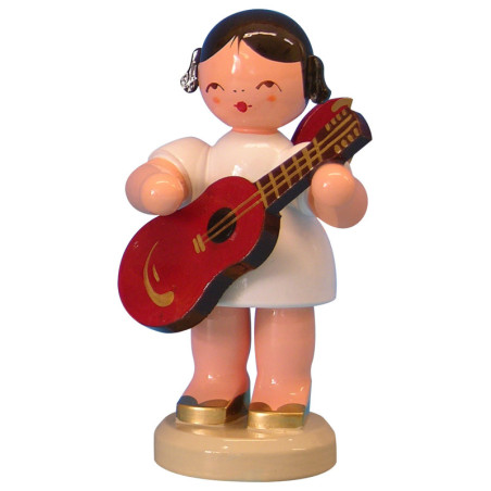 Engel mit Gitarre - Rote Flügel - stehend - 9,5 cm