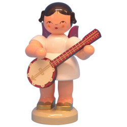 Engel mit Banjo - Rote Flügel - stehend - 9,5 cm