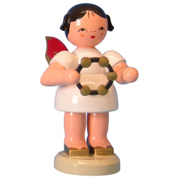 Angel with Jingle Ring - Red Wings - Standing - 9,5 cm / 3,7 inch