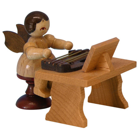 Engel mit Zither - natur - stehend - 6 cm