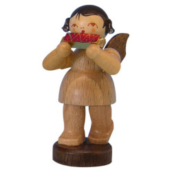 Engel mit Mundharmonika - natur - stehend - 6 cm
