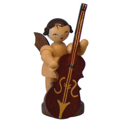 Engel mit Zupfbass - natur - stehend - 6 cm