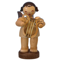 Angel with Lyre - Natural Colors - Standing - 6 cm / 2,3 inch