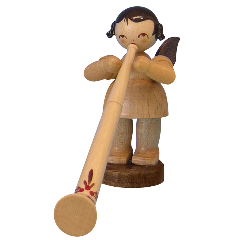 Engel mit Alphorn - natur - stehend - 6 cm