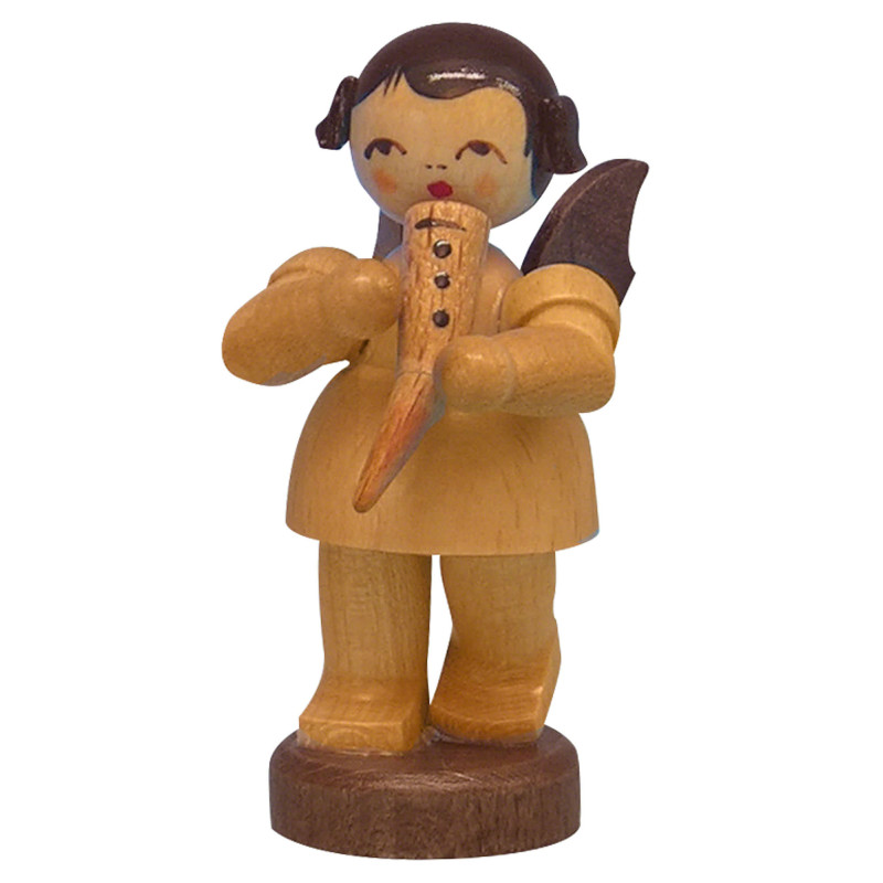 Angel with Gemshorn - Natural Colors - Standing - 6 cm / 2,3 inch