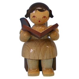Engel mit Buch - natur - sitzend - 5 cm