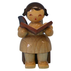 Angel with Book - Natural Colors - Sitting - 5 cm / 2 inch