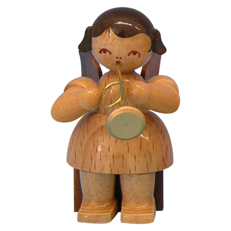Angel with Trumpet - Natural Colors - Sitting - 5 cm / 2 inch