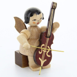 Angel with Cello - Natural Colors - Sitting - 5 cm / 2 inch