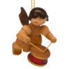 Tree Ornament - Angel with Drum - Natural Colors - Floating - 5,5 cm / 2,1 inch