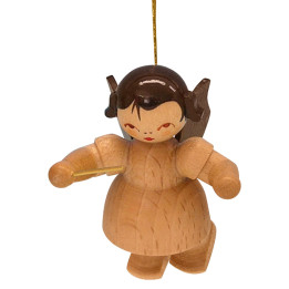 Christbaumschmuck Engel Dirigent - natur - schwebend - 5,5 cm