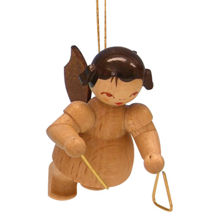 Christbaumschmuck Engel mit Triangel - natur - schwebend - 5,5 cm