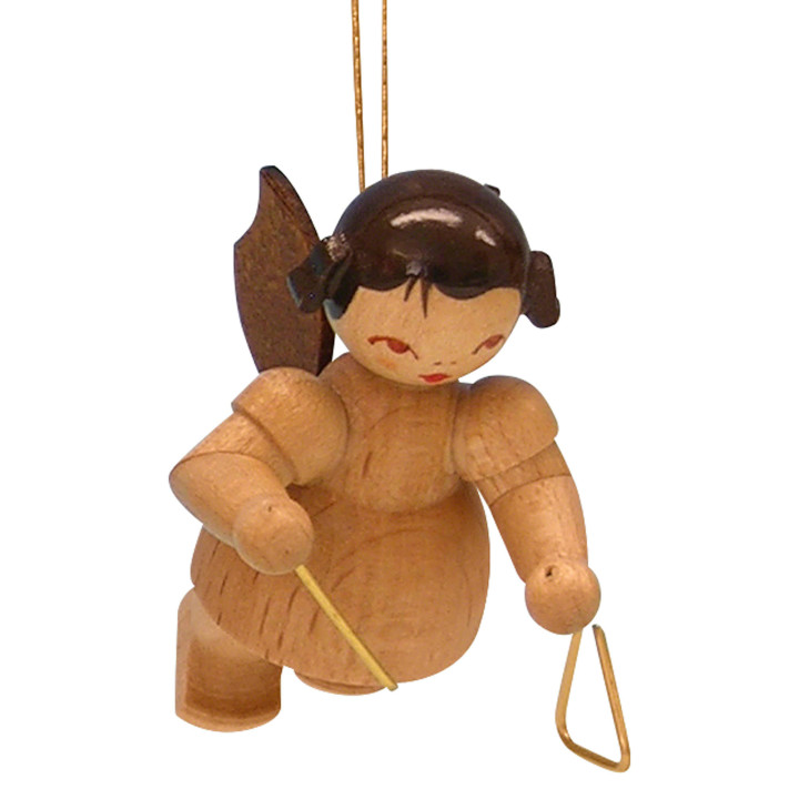 Christbaumschmuck Engel mit Triangel - natur - schwebend - 5,5 cm