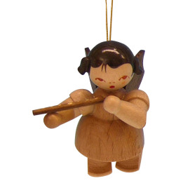 Christbaumschmuck Engel mit Querflöte - natur - schwebend - 5,5 cm