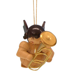 Tree Ornament - Angel with Baritone - Natural Colors - Floating - 5,5 cm / 2,1 inch