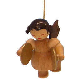Christbaumschmuck Engel mit Becken - natur - schwebend - 5,5 cm