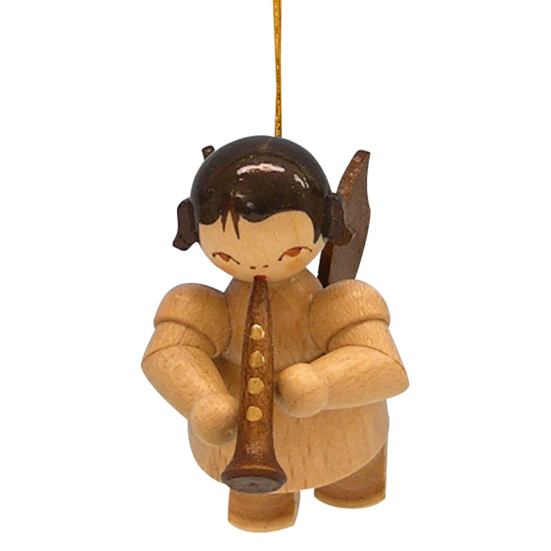Christbaumschmuck Engel mit Klarinette - natur - schwebend - 5,5 cm