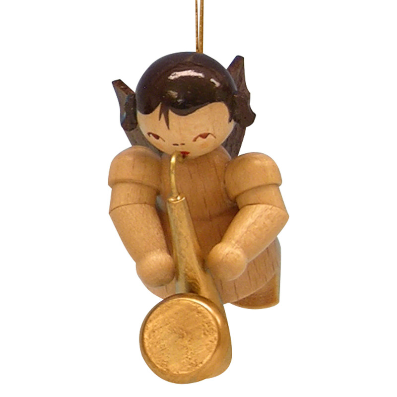 Christbaumschmuck Engel mit Saxophon - natur - schwebend - 5,5 cm
