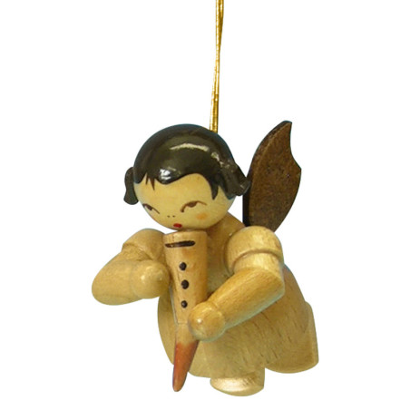 Christbaumschmuck Engel mit Gemshorn - natur - schwebend - 5,5 cm