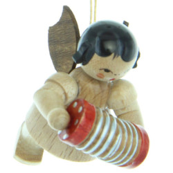 Tree Ornament - Angel with Concertina - Natural Colors - Floating - 5,5 cm / 2.2 inch