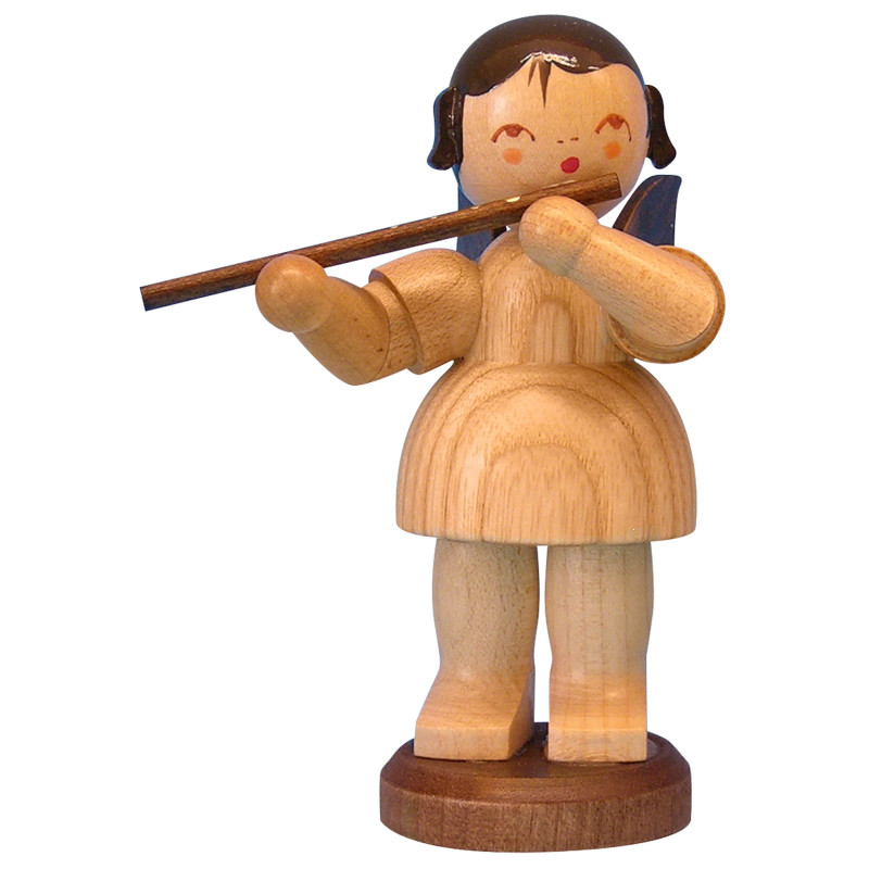 Angel with Flute - Natural Colors - Standing - 9,5 cm / 3,7 inch