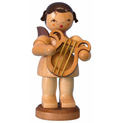 Angel with Lyre - Natural Colors - Standing - 9,5 cm / 3,7 inch