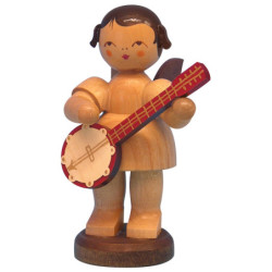 Angel with Banjo - Natural Colors - Standing - 9,5 cm / 3,7 inch