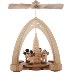 1-Tier Pyramid - Four Angels Natural with Wind Instruments - 26,5x21x16 cm / 10.4x8.6x6.3 inch