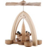 1-stöckige Pyramide mit Engeln natur mit Blasinstrumenten - 26x21x16 cm