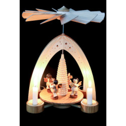 1-Tier Pyramid - Four Angels Natural with Wind Instruments - 26,5x21x16 cm / 10.4x8.6x6.3 inch