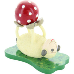 Schaf "Rolli", liegend mit Ball - 6,5 cm