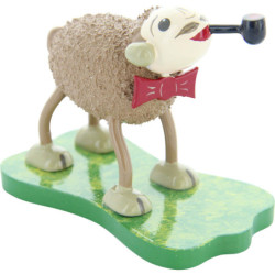 Sheep "Smoky", with Bow Tie and Pipe - 5 cm / 2 inch