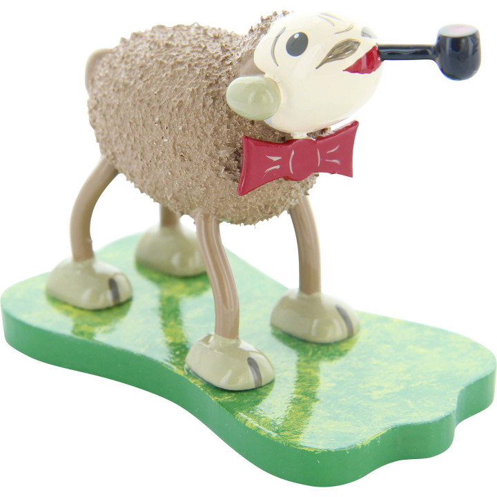 Sheep "Smoky", with Bow Tie and Pipe - 5 cm / 2 inch