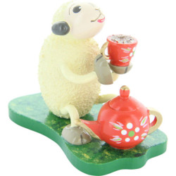 Sheep "Muggefugi", Trinking Coffee - 5 cm / 2 inch
