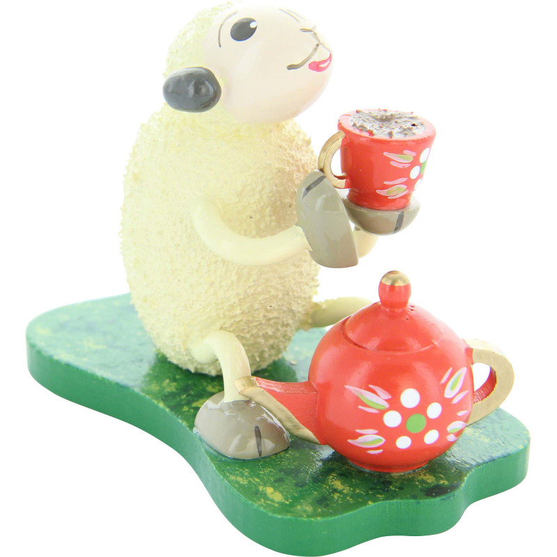 Sheep "Muggefugi", Trinking Coffee - 5 cm / 2 inch
