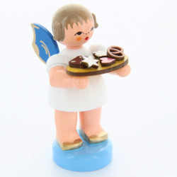 Engel mit Lebkuchenblech - Blaue Flügel - stehend - 6 cm
