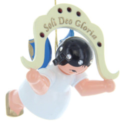 Christbaumschmuck Engel "Soli Deo Gloria" - Swarovski-Edition - Blaue Flügel - schwebend - 5,5 cm