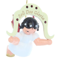 Tree Ornament - Angel "Soli Deo Gloria" - Swarovski Edition - Red Wings - Floating - 5,5 cm / 2.2 inch