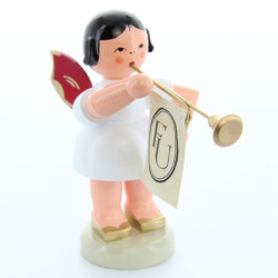 Engel mit Fanfare - Rote Flügel - stehend - 9,5 cm