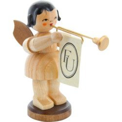 Engel stehend mit Fanfare - natur - 9,5 cm